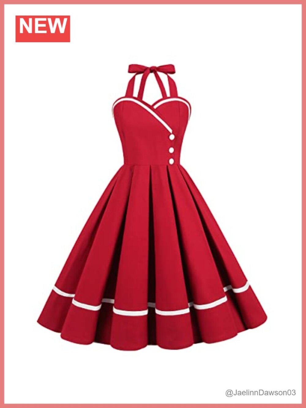 Vintage 1950s Polka Dot Halter Swing Dress Sleeveless Midi Cocktail Party